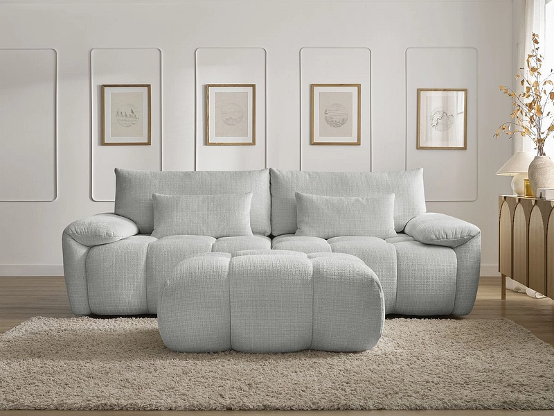 Canapé 3 places avec pouf BOBOCHIC IVANE