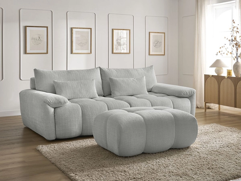 Canapé 3 places avec pouf BOBOCHIC IVANE