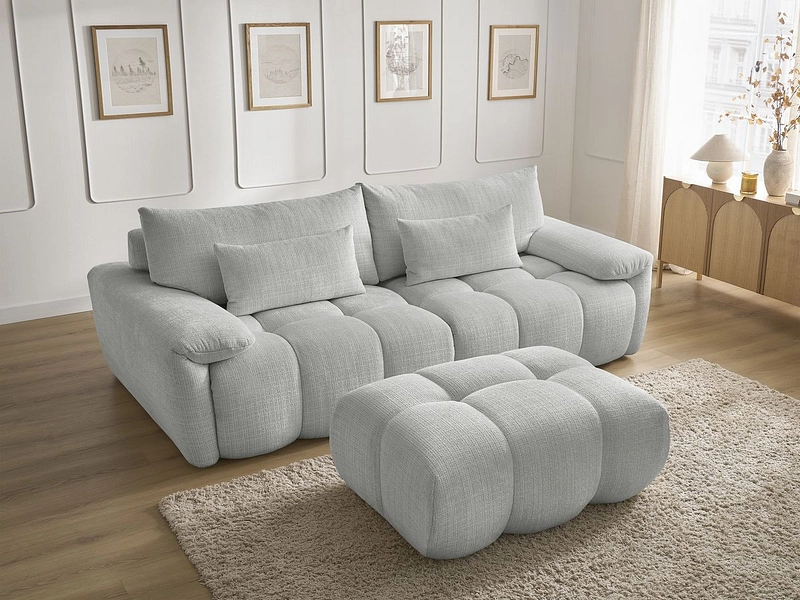 Canapé 3 places avec pouf BOBOCHIC IVANE