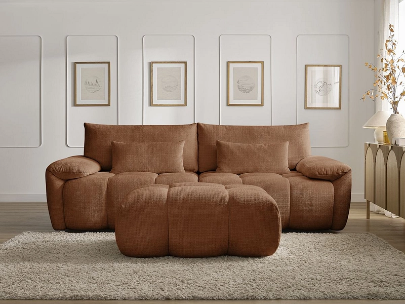 Canapé 3 places avec pouf BOBOCHIC IVANE Canapé 3 places avec pouf BOBOCHIC IVANE