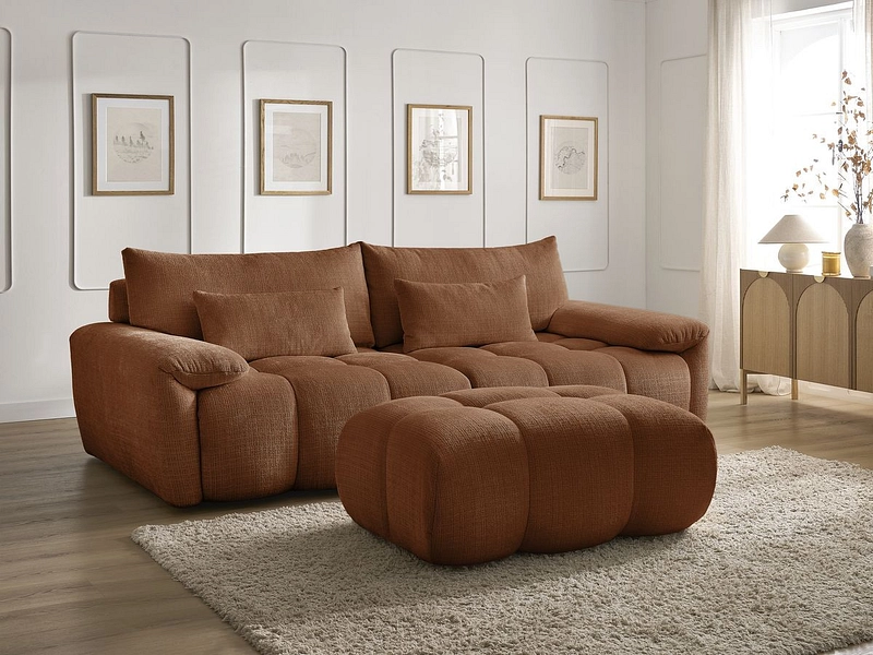 Canapé 3 places avec pouf BOBOCHIC IVANE Canapé 3 places avec pouf BOBOCHIC IVANE