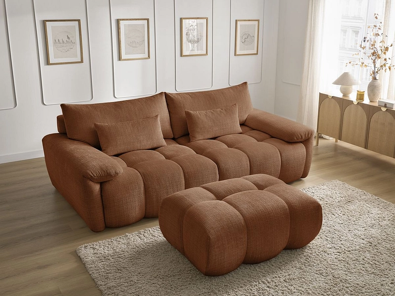 Canapé 3 places avec pouf BOBOCHIC IVANE Canapé 3 places avec pouf BOBOCHIC IVANE