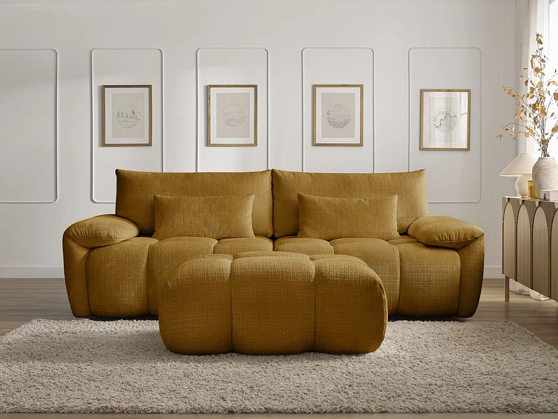 Canapé 3 places avec pouf BOBOCHIC IVANE Canapé 3 places avec pouf BOBOCHIC IVANE