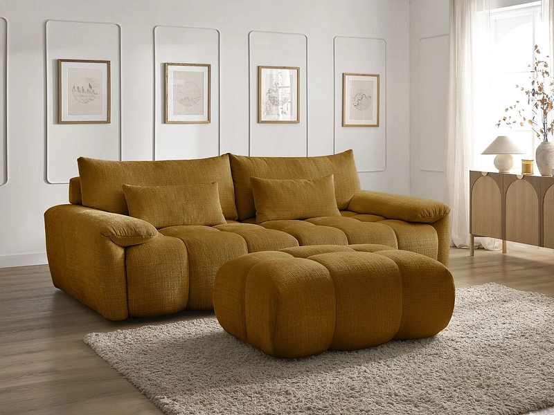 Canapé 3 places avec pouf BOBOCHIC IVANE Canapé 3 places avec pouf BOBOCHIC IVANE