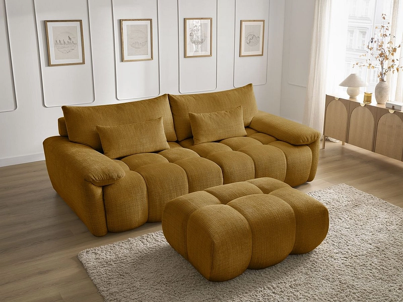 Canapé 3 places avec pouf BOBOCHIC IVANE Canapé 3 places avec pouf BOBOCHIC IVANE