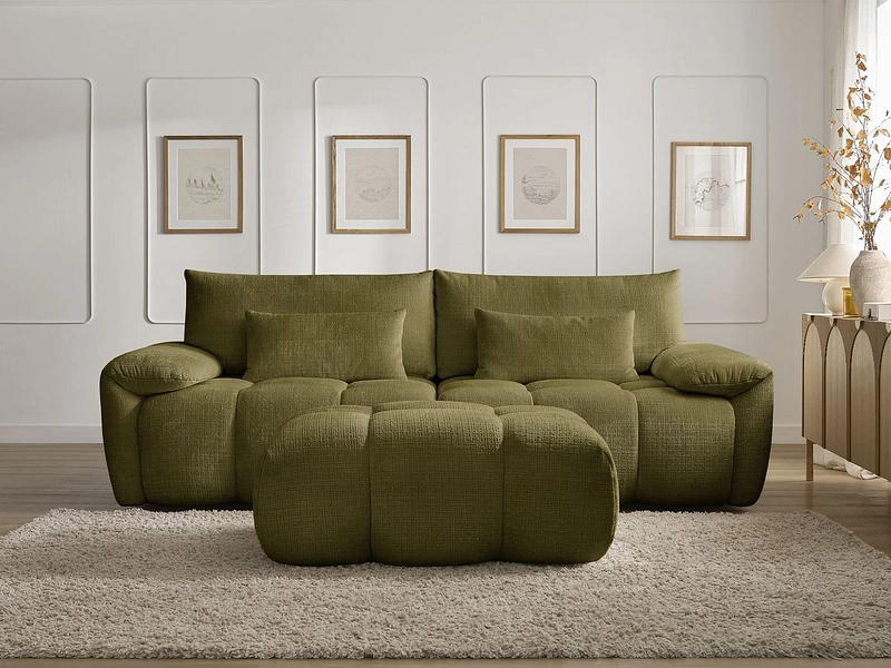 Canapé 3 places avec pouf BOBOCHIC IVANE Canapé 3 places avec pouf BOBOCHIC IVANE