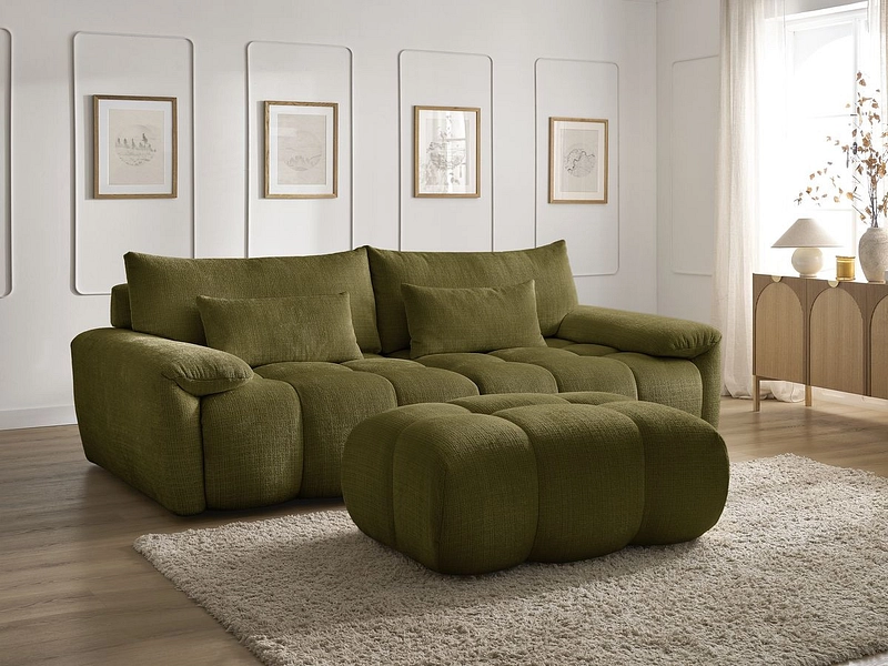 Canapé 3 places avec pouf BOBOCHIC IVANE Canapé 3 places avec pouf BOBOCHIC IVANE