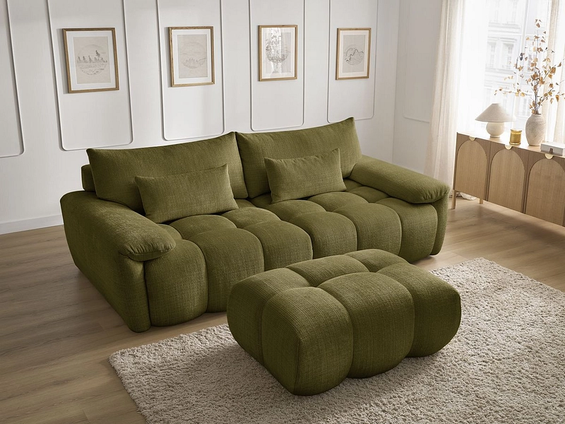 Canapé 3 places avec pouf BOBOCHIC IVANE Canapé 3 places avec pouf BOBOCHIC IVANE