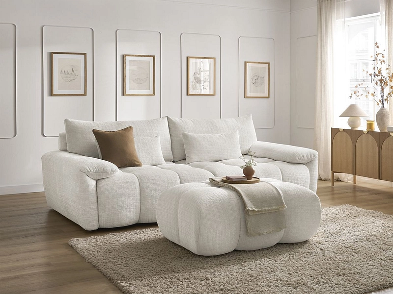 Canapé 3 places avec pouf BOBOCHIC IVANE Canapé 3 places avec pouf BOBOCHIC IVANE