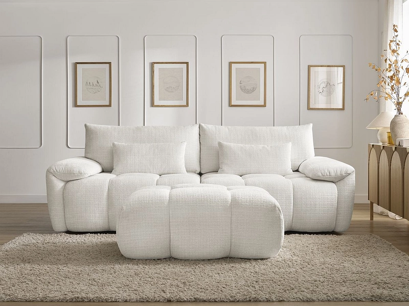 Canapé 3 places avec pouf BOBOCHIC IVANE Canapé 3 places avec pouf BOBOCHIC IVANE