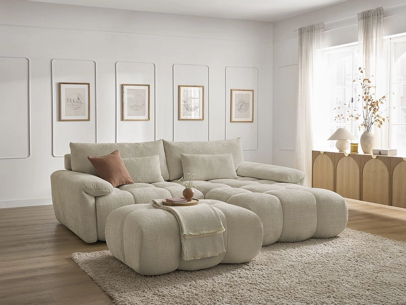 Divano ad angolo con pouf BOBOCHIC IVANE