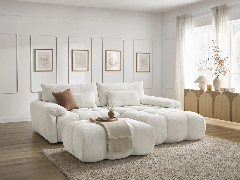 Divano ad angolo con pouf BOBOCHIC IVANE