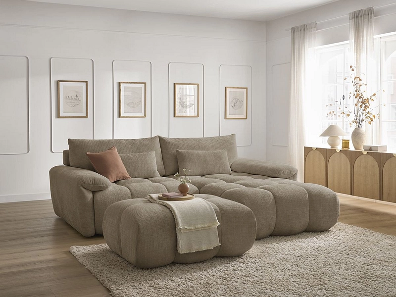 Divano ad angolo con pouf BOBOCHIC IVANE