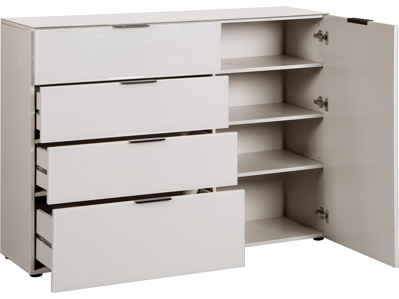 Kommode GLASS 1 Tür 4 Schubladen