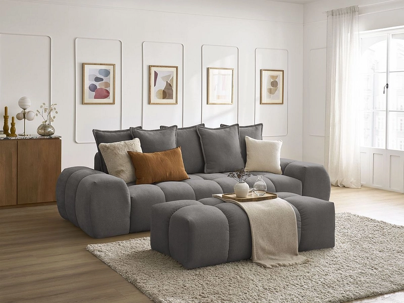 Canapé 3 places avec pouf BOBOCHIC EVEREST Canapé 3 places avec pouf BOBOCHIC EVEREST