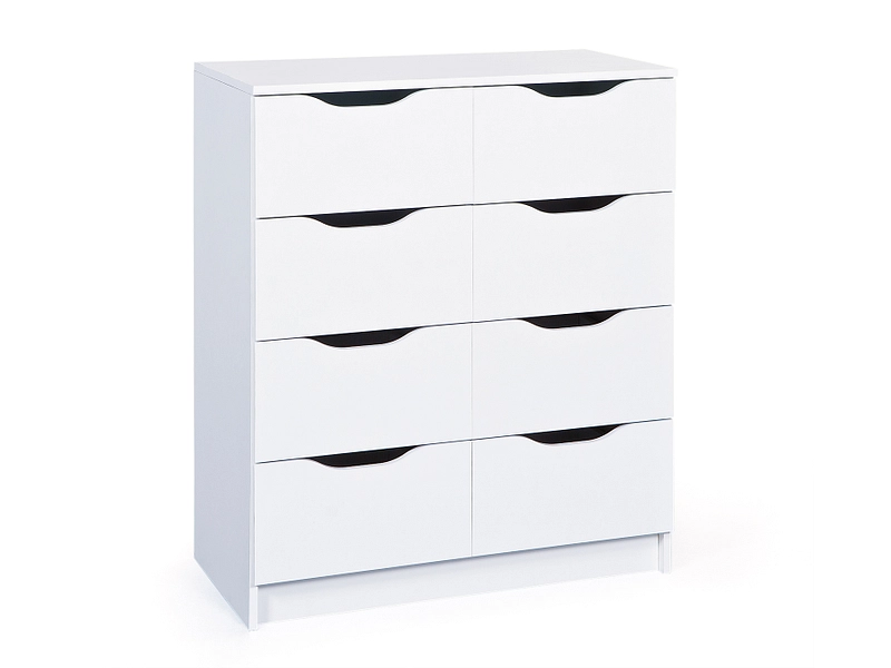 Commode 8 tiroirs bois mélaminé blanc Bakus
