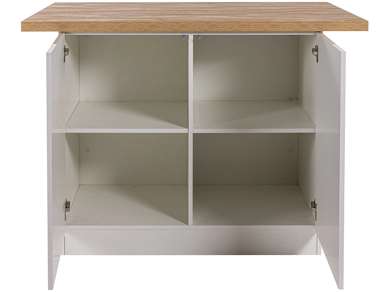 Îlot central ISCHIA mélamine blanc laqué