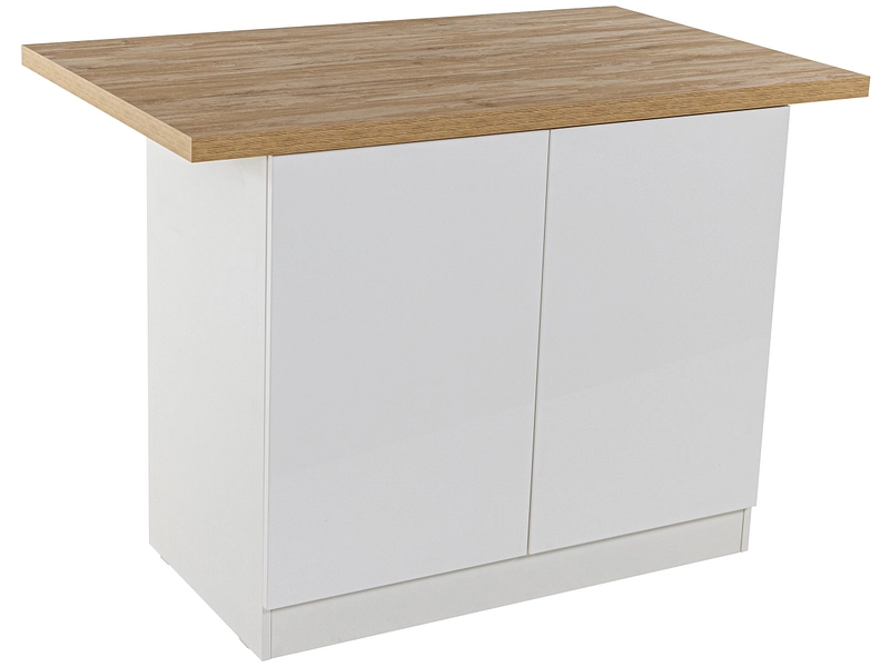 Îlot central ISCHIA mélamine blanc laqué