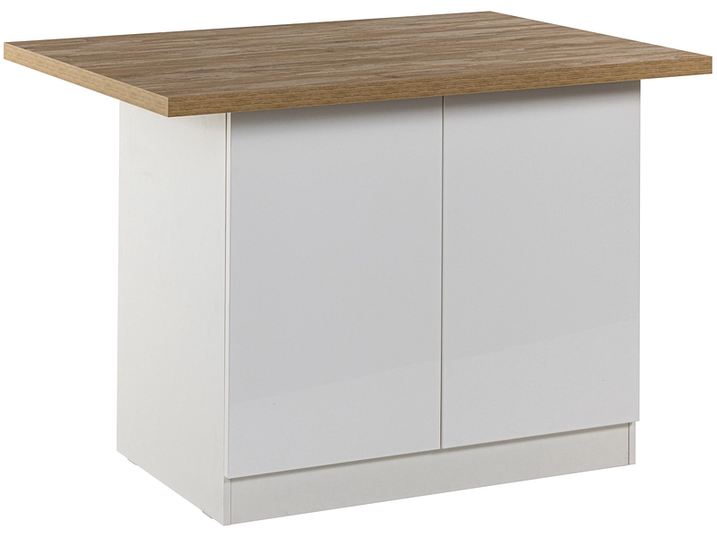 Îlot central ISCHIA mélamine blanc laqué