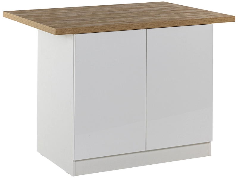 Îlot central ISCHIA mélamine blanc laqué