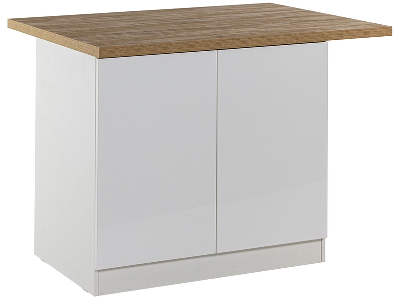 Îlot central ISCHIA mélamine blanc laqué