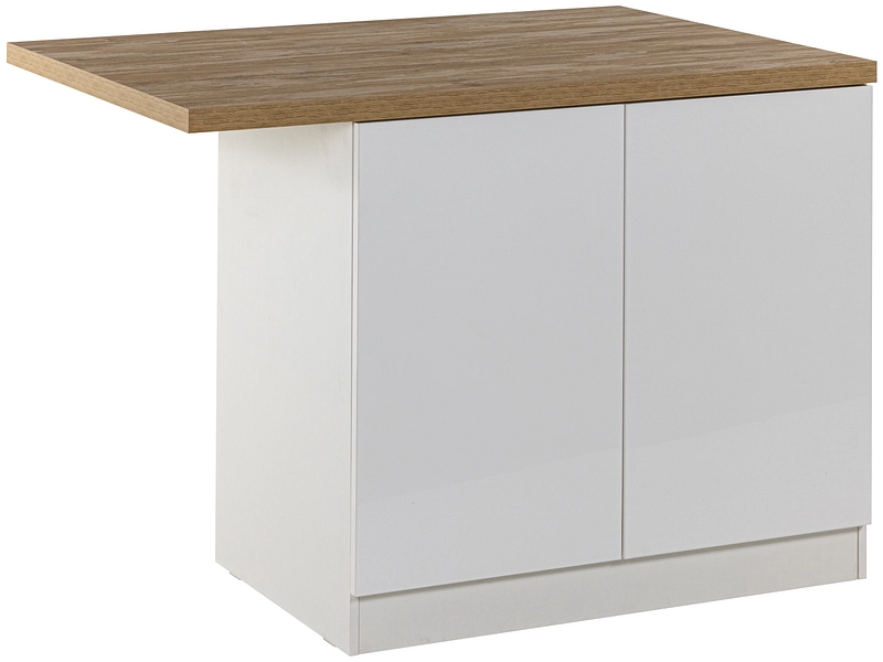 Îlot central ISCHIA mélamine blanc laqué