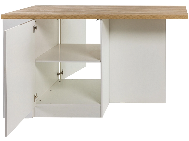 Îlot central ISCHIA mélamine blanc laqué