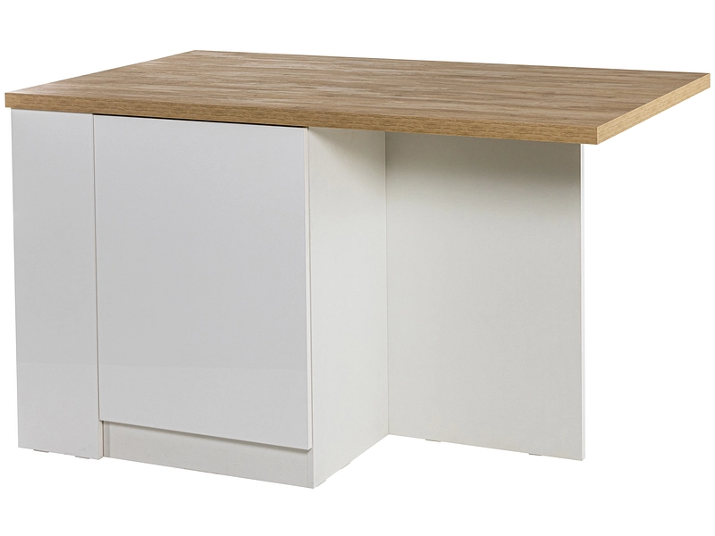 Îlot central ISCHIA mélamine blanc laqué