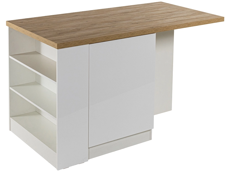 Îlot central ISCHIA mélamine blanc laqué