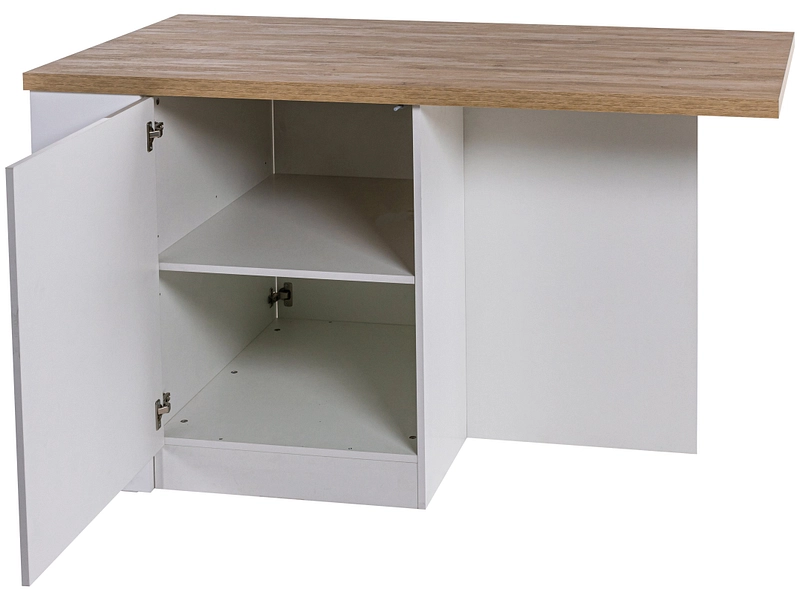 Îlot central ISCHIA mélamine blanc laqué