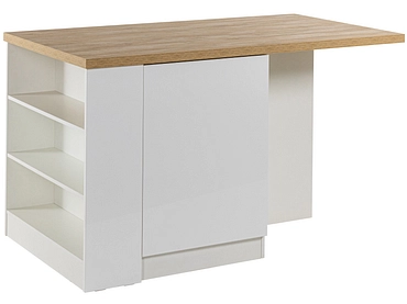 Îlot central ISCHIA mélamine blanc laqué