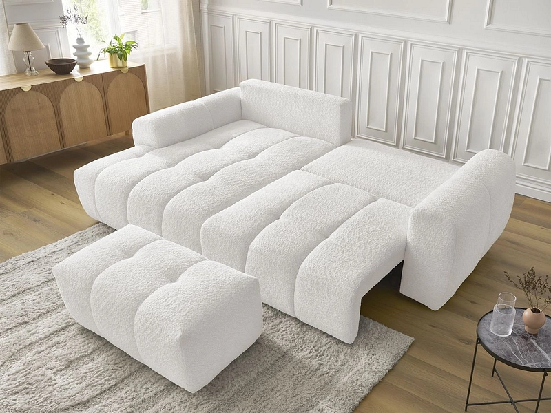 Canapé d'angle avec pouf BOBOCHIC ROXELANE