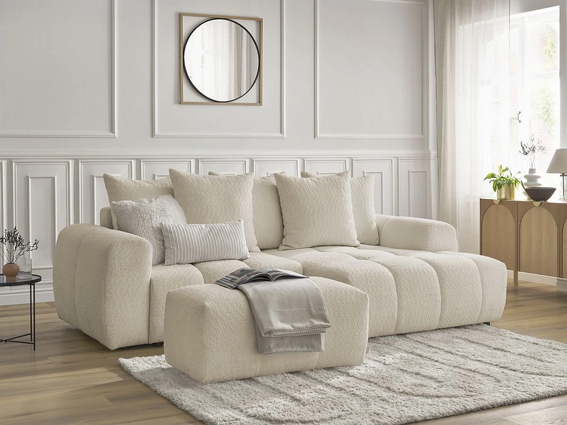 Canapé d'angle avec pouf BOBOCHIC ROXELANE