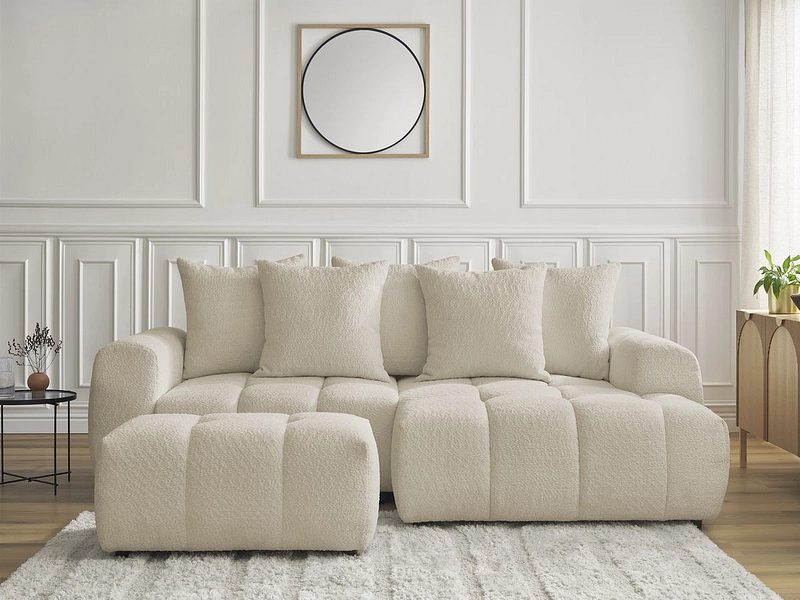 Canapé d'angle avec pouf BOBOCHIC ROXELANE