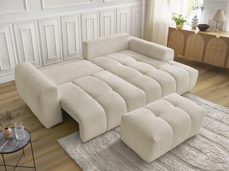 Canapé d'angle avec pouf BOBOCHIC ROXELANE