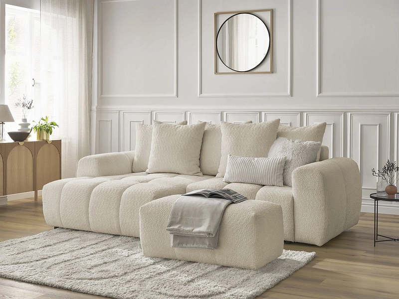 Canapé d'angle avec pouf BOBOCHIC ROXELANE