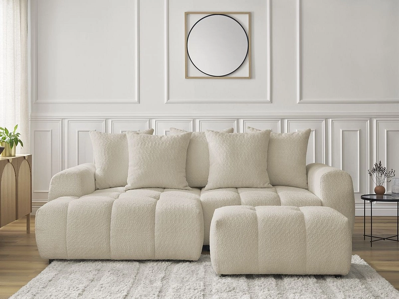 Canapé d'angle avec pouf BOBOCHIC ROXELANE