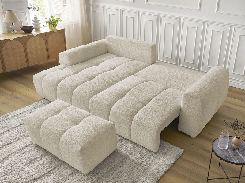 Canapé d'angle avec pouf BOBOCHIC ROXELANE