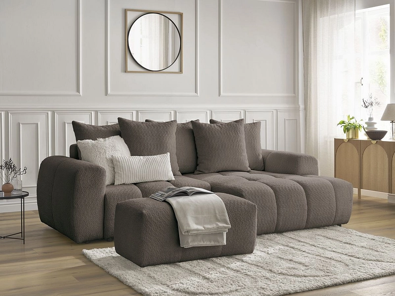 Canapé d'angle avec pouf BOBOCHIC ROXELANE