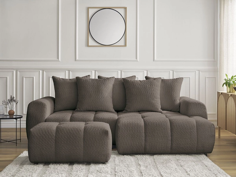 Canapé d'angle avec pouf BOBOCHIC ROXELANE