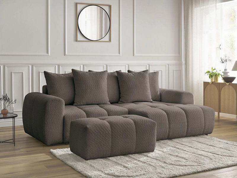 Canapé d'angle avec pouf BOBOCHIC ROXELANE