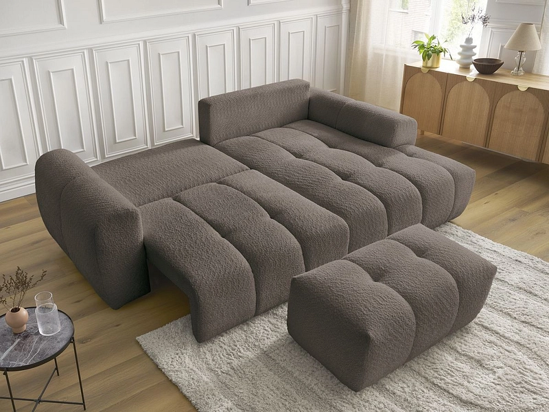 Canapé d'angle avec pouf BOBOCHIC ROXELANE