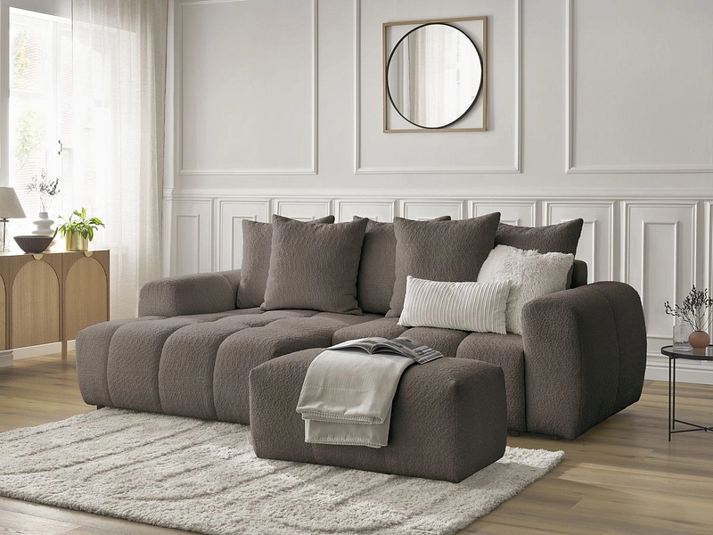 Canapé d'angle avec pouf BOBOCHIC ROXELANE