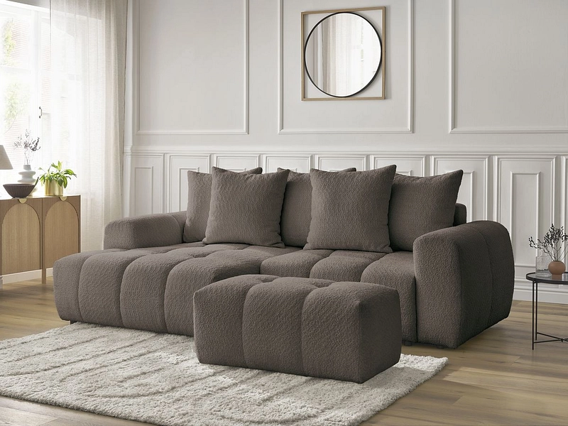 Canapé d'angle avec pouf BOBOCHIC ROXELANE