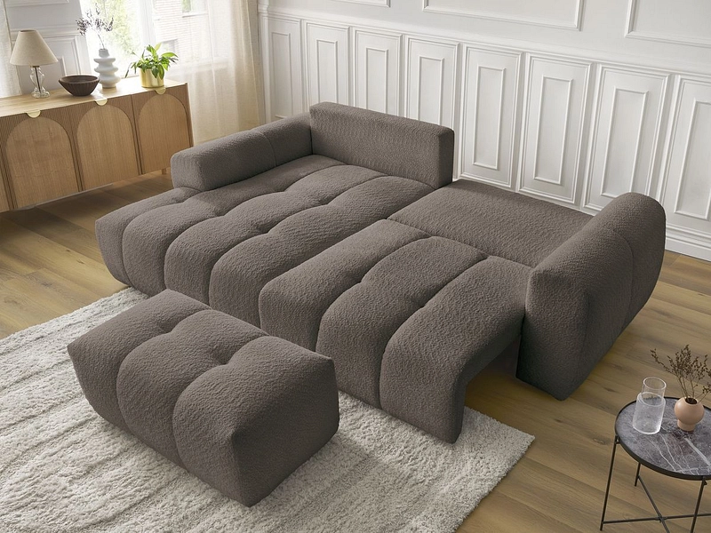 Canapé d'angle avec pouf BOBOCHIC ROXELANE