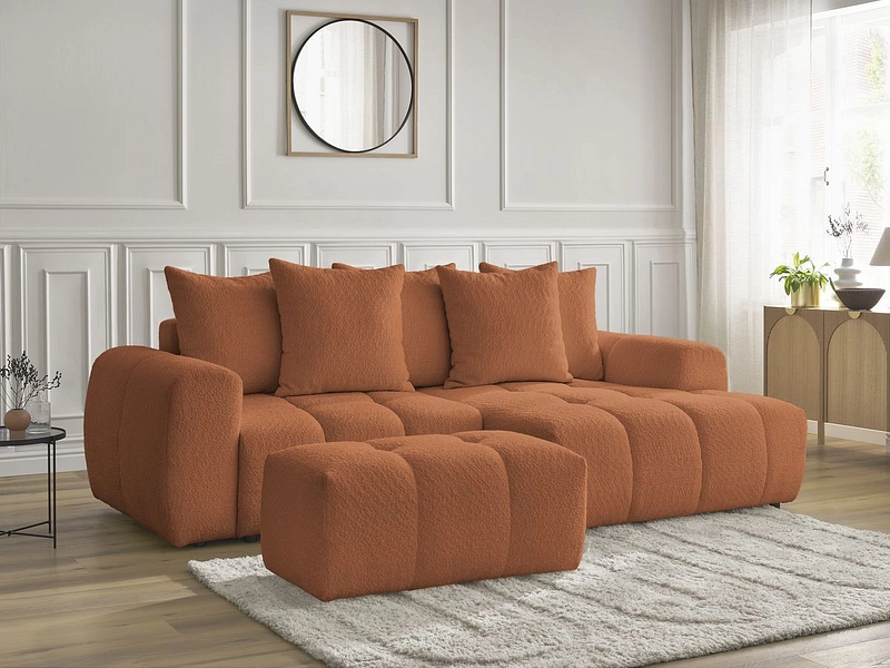 Canapé d'angle avec pouf BOBOCHIC ROXELANE