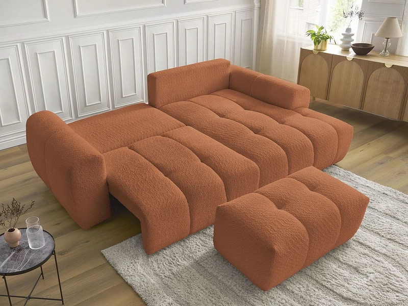 Canapé d'angle avec pouf BOBOCHIC ROXELANE