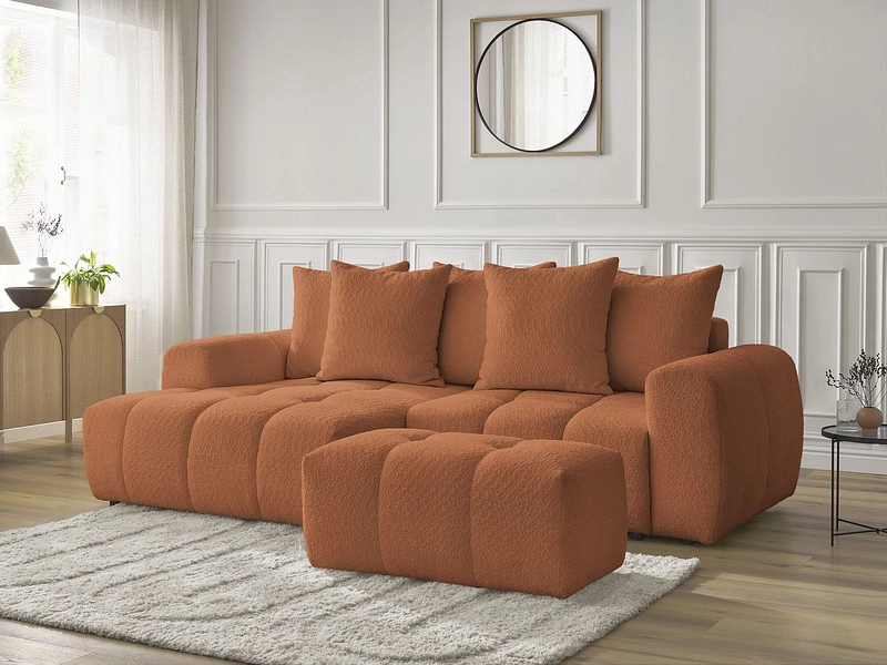 Canapé d'angle avec pouf BOBOCHIC ROXELANE