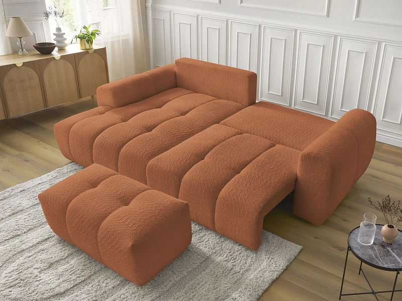 Canapé d'angle avec pouf BOBOCHIC ROXELANE