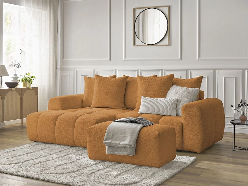 Canapé d'angle avec pouf BOBOCHIC ROXELANE